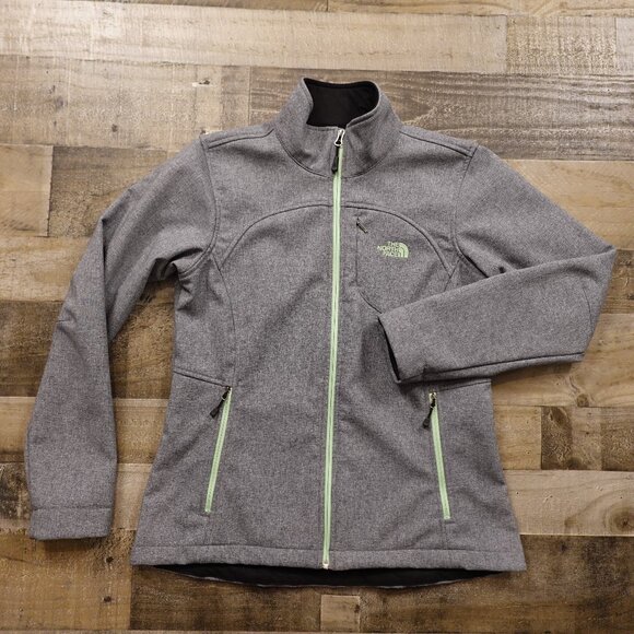 The North Face Apex Bionic Softshell Jacket Women’s Large Gray Heather Mint Zip - Picture 1 of 15